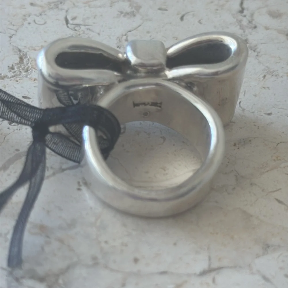 E&L Israel Sterling Silver Electroform Bow Ring Sz.9